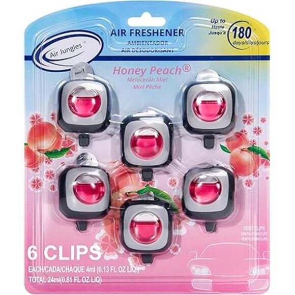 Honey Peach Scent Car Air Freshener Clip, 6 Vent Clips, 4ml Each, Long Lasting - Picture 7 of 7